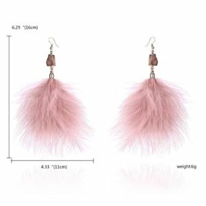 Boho Pom Feather Druzy Dream Catch Earring